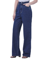 กางเกงยีนส์ผู้หญิง WIDE LEG FIT เอวสูง ทรงขากว้าง สียีนส์กลาง