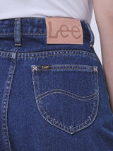 กางเกงยีนส์ผู้หญิง WIDE LEG FIT เอวสูง ทรงขากว้าง สียีนส์กลาง