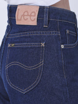 กางเกงยีนส์ผู้หญิง WIDE LEG FIT เอวสูง ทรงขากว้าง สียีนส์เข้ม