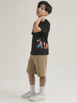 เสื้อยืดแขนสั้นเด็กผู้ชาย คอลเลคชั่น LEE X AKID FROM YESTERDAY ทรงตรง สีดำ