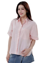 OVERSIZE FIT DENIM OBSESSION COLLECTION WOMEN'S SHORT SLEEVE SHIRT PINK