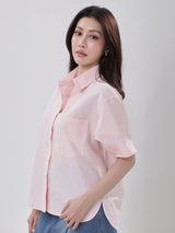 OVERSIZE FIT DENIM OBSESSION COLLECTION WOMEN'S SHORT SLEEVE SHIRT PINK