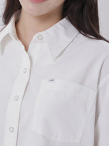 CROPPED FIT DENIM OBSESSION COLLECTION WOMEN'S LONG SLEEVE SHIRT OFF-WHITE