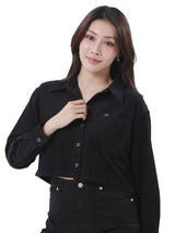 CROPPED FIT DENIM OBSESSION COLLECTION WOMEN'S LONG SLEEVE SHIRT BLACK