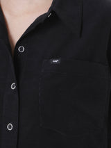 CROPPED FIT DENIM OBSESSION COLLECTION WOMEN'S LONG SLEEVE SHIRT BLACK
