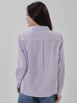 OVERSIZE FIT DENIM OBSESSION COLLECTION WOMEN'S LONG SLEEVE SHIRT PURPLE