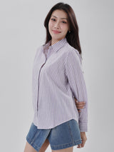 OVERSIZE FIT DENIM OBSESSION COLLECTION WOMEN'S LONG SLEEVE SHIRT PURPLE