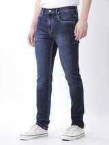 กางเกงยีนส์ผู้ชาย RAMONE FIT เอวต่ำ ทรงเข้ารูป สียีนส์เข้ม