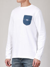 เสื้อยืดแขนยาวผู้ชาย คอลเลคชั่น DENIM OBSESSION COMFORT FIT สีขาว