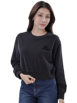 เสื้อสเวตเชิ้ตผู้หญิง คอลเลคชั่น DENIM OBSESSION CROPPED FIT สีดำ