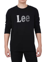 เสื้อยืดแขนยาวผู้ชาย ทรงตรง สีดำ