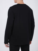 เสื้อยืดแขนยาวผู้ชาย ทรงตรง สีดำ
