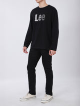 เสื้อยืดแขนยาวผู้ชาย ทรงตรง สีดำ