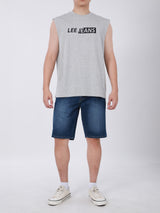 เสื้อยืดแขนกุดผู้ชาย ทรงตรง สีเทา