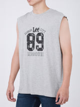 เสื้อยืดแขนกุดผู้ชาย ทรงตรง สีเทา