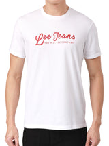 เสื้อยืดแขนสั้นผู้ชาย ทรงตรง สีขาว