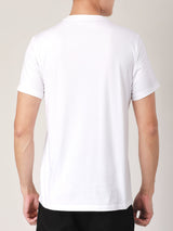 เสื้อยืดแขนสั้นผู้ชาย ทรงตรง สีขาว