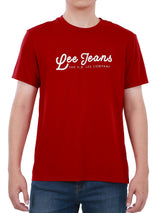 เสื้อยืดแขนสั้นผู้ชาย ทรงตรง สีแดง