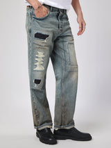 กางเกงยีนส์ (ริมน้ำเงิน) ผู้ชาย คอลเลคชั่น 101 RETRO STRAIGHT FIT เอวสูง ทรงกระบอก สียีนส์อ่อน