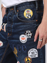 กางเกงยีนส์ผู้ชาย คอลเลคชั่น 101 RETRO STRAIGHT FIT เอวสูง ทรงกระบอก สียีนส์เข้ม