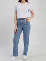 CROPPED FIT WOMEN'S SHORT SLEEVE T-SHIRT PURPLE