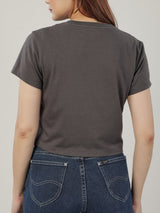 CROPPED FIT WOMEN'S SHORT SLEEVE T-SHIRT GREY