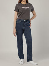 CROPPED FIT WOMEN'S SHORT SLEEVE T-SHIRT GREY