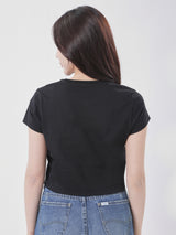 CROPPED FIT WOMEN'S SHORT SLEEVE T-SHIRT BLACK