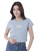เสื้อยืดแขนสั้นผู้หญิง CROPPED FIT สีฟ้า