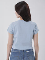 เสื้อยืดแขนสั้นผู้หญิง CROPPED FIT สีฟ้า