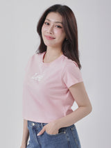 CROPPED FIT WOMEN'S SHORT SLEEVE T-SHIRT PINK