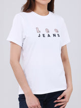 เสื้อยืดแขนสั้นผู้หญิง ทรงตรง สีขาว