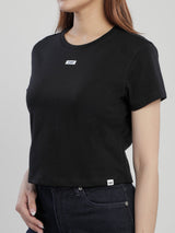 CROPPED FIT WOMEN'S SHORT SLEEVE T-SHIRT BLACK