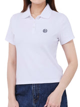 เสื้อโปโลแขนสั้นผู้หญิง SLIM FIT สีขาว