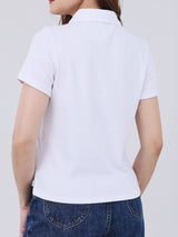 เสื้อโปโลแขนสั้นผู้หญิง SLIM FIT สีขาว