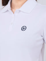 เสื้อโปโลแขนสั้นผู้หญิง SLIM FIT สีขาว
