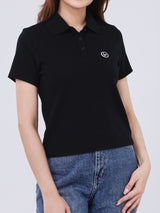 เสื้อโปโลแขนสั้นผู้หญิง SLIM FIT สีดำ
