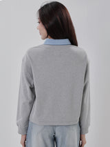OVERSIZE FIT WOMEN'S LONG SLEEVE POLO GREY