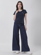 เสื้อยืดแขนสั้นผู้หญิง SLIM FIT สีกรมท่า