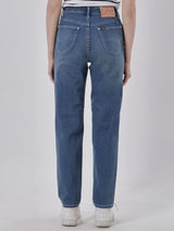 กางเกงยีนส์ผู้หญิง SLIM FIT เอวสูง ทรงเข้ารูป สียีนส์กลาง