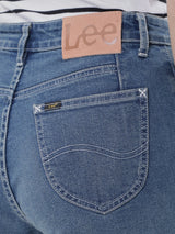 กางเกงยีนส์ผู้หญิง SLIM FIT เอวสูง ทรงเข้ารูป สียีนส์กลาง