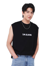 เสื้อยืดแขนกุดผู้ชาย COMFORT FIT สีดำ