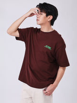 เสื้อยืดแขนสั้นผู้ชาย LOOSE FIT สีน้ำตาล
