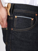 RETRO STRAIGHT FIT 101 COLLECTION HIGH RISE COMFORT MEN'S JEANS (BLUE SELVEDGE) DARK INDIGO