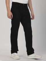 กางเกงยีนส์ผู้ชาย KNOX FIT เอวกลาง ทรงตรง สีดำ