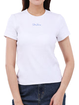 เสื้อยืดแขนสั้นผู้หญิง SLIM FIT สีขาว
