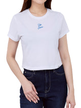 เสื้อยืดแขนสั้นผู้หญิง CROPPED FIT สีขาว
