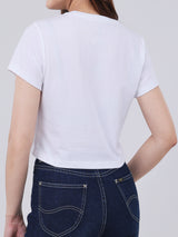 เสื้อยืดแขนสั้นผู้หญิง CROPPED FIT สีขาว