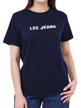 เสื้อยืดแขนสั้นผู้หญิง ทรงตรง สีกรมท่า