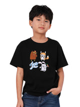 เสื้อยืดแขนสั้นเด็กผู้ชาย / เด็กผู้หญิง คอลเลคชั่น MINI ZOO ทรงตรง สีดำ